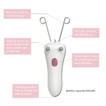 1pc Facial Hair Remover Threader, Women's Electric Cordless Rechargeable Epilator For Face, Fine Chin, Upper Lips, Arms, Legs And Back