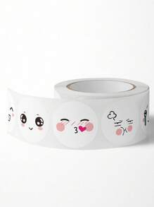 500 Pcs/Roll Cartoon Cute Expression Stickers, Multi-Expression Creative Diary/Planner Decorative Material, Waterproof Sticker For Students Reward & Encouragement