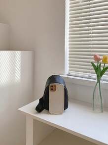 Solid Color PU Leather Girls Crossbody Chest Pack Small Handbag