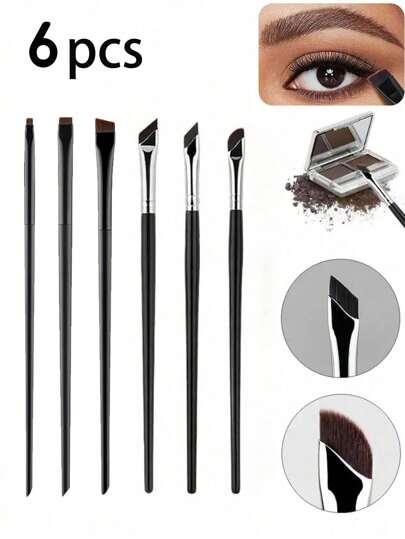 6 Makeup Brushes, Including Angled Eyeliner Brush, Eyebrow Brush, Ultra- Eyeshadow Brush, Sickle Eyeliner Brush, Flat Angled Blade Brush, Eye Concealer And Silkworm Brush, To Meet The Needs Of Eye Makeup
