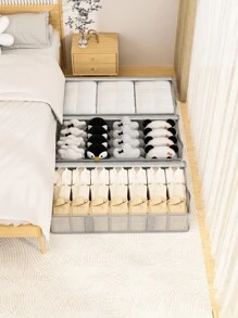 1pc White High Capacity Fabric Collapsible Storage Bag, Closet Organizer, Seasonal Clothes Storage Bag, Wardrobe Storage Bag, Living Room Organizer Bag, Bedroom Clothes Storage Bag, Moisture-Proof & Mold-Proof Storage Bag