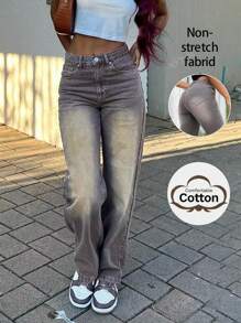 NVFelix 2025 Nowe damskie letnie jeansy Outdoor Casual z wysokim stanem i prostymi nogawkami Shadow