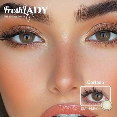 FRESH LADY 1副Freshlady返校季一次性隐形眼镜，优雅Cortado色号14.50mm，1年更换期