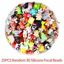 3D硅胶珠套装 - 15颗/25颗/35颗/50颗/70颗/80颗/100颗，款式随机，适用于手工艺品和珠宝制作 - 彩色 - 查看 11