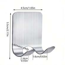 2pcs Strong Stainless Steel Adhesive Hook, Stainless Steel Hook, Kitchen Door, Clothes Wall, Clothes Hook, Nail Free