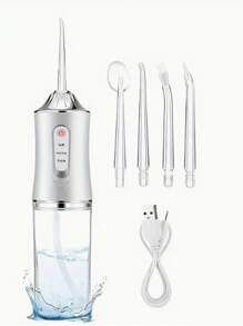 Rechargeable Electric Teeth Irrigator 4 Heads - Portable Oral Dental Seam Washer For Men And Women - Effective Water Flossing And Cleaning
