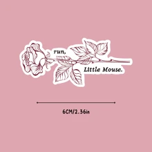 Elegant "Run, Little Mouse" Vinyl Sticker Waterproof, Matte Finish, UV-Protected For Laptops, Water Bottles, Notebooks - Perfect Gift For Book Lovers & Floral Enthusiasts, School Supplies, Back To School - Multicolor - View 7