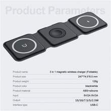 180° Folding 3 In 1 Magnetic Wireless Charger Portable Phone Stand Compatible With Iphone 16-12 Pro Max Airpods Apple Watch Fast Charging Station
