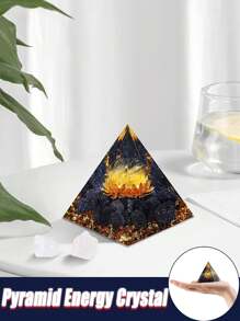 能量金字塔奥根灵气天然紫水晶球疗愈水晶脉轮工具装饰品树脂石工艺品儿童金字塔家居装饰礼物，创意水晶树脂桌面装饰，适合圣诞节、万圣节、父亲节