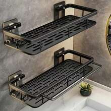 Bathroom Wall-Mounted Punch-Free Toilet Shower Washroom Washbasin Wall Storage Shelf Bathroom Storage Rack