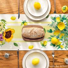 1 pièce Chemin de table d'été, chemin de table d'été rayé jaune avec vase citron, décoration de table de cuisine de printemps, décoration de fête à la maison - Jaune citron - Voir 6