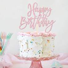 1pc Happy Birthday Cake Topper, Glitter Happy Birthday Cake Sign, Decoration For Birthday, Anniversary Party Cake - Multicolor - View 2