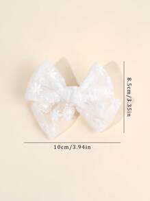 2pcs Girls Mesh Bow Hair Clips, Solid White Hair Bows For Girls, Elegant Flower Hairpins, For Daily And Holiday, Hair Accessories
