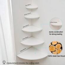 Corner Shelf, White Solid Oak Wood Floating Corner Shelf Wall Mount Round End Floating Speaker Shelf Display Shelf For Small Plant Photo Frame (White, 13.8in) - trắng - Xem 7