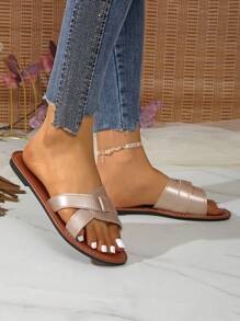 Sandalias de moda para mujeres 2025, diseño sencillo adecuado para viajes, vacaciones, playa, de fácil puesta
