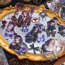 Romantic Rose Material Pack, New Vintage Dark Gothic Style Decorative Sticker Pack For Scrapbooking,School Supplies,Back To School - Multicolor - View 3