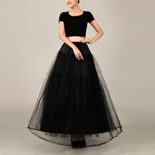 4 Layer Boneless Ruffle Petticoat, Bridal Dress Underskirt Without Hoops, Black & White, For Wedding Dress, Stage Performances, Hard Tulle Crinoline