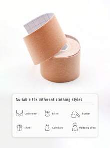 5厘米*5米胸贴文胸女士粘性隐形胸罩乳贴遮胸提胸胶带聚拢文胸无肩带胸垫贴纸 - 米色 - 查看 5