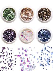 6 PCS/Set Colorful Rhinestone FlatBack Multi Shapes Nail Rhinestones Crystals Glass Gems For Nail Art DIY Decoration