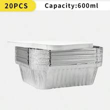 20pcs/Set Multi-Size Aluminum Foil Baking Tray, Takeout Food Container, Aluminum Foil Pan, Suitable For Baking, Heating, Food Storage, Outdoor Meal Prep - Silver - View 19