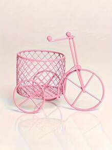 1pc Pink Iron Tricycle Candy Basket Cosmetic Storage Rack Wedding Wedding Candy Box Creative Wedding Gift Ornaments - Pink - View 2