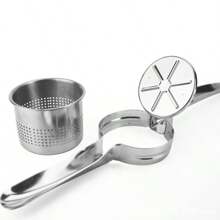 Machacador de patatas de acero inoxidable, machacador de arroz - Prensa patatas, machacador, exprimidor de limón y rallador de verduras con mango antideslizante - Fácil machacado y preparación de arroz, frutas y verduras, herramienta manual de cocina