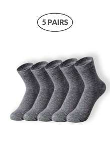 Paquete de calcetines de tripulación neutros de 5 tonos para hombres (1/5/10/15/20 pares) - Calcetines elásticos para el tobillo en gris oscuro/azul marino/negro/blanco/carbón con un ajuste transpirable y elástico para la oficina, el gimnasio, artículos de viaje esenciales