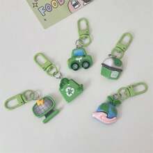5pcs/Set Cartoon Green Keychain, Versatile Creative Bag Pendant, Couples & Best Friend Gift, Student Novelty Decoration