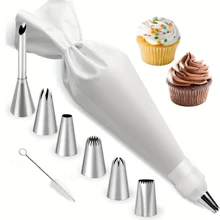 10pcs Cake Decorating Tool Kit, Includes Piping Bags And 304 Stainless Steel Icing Tips, Cleaning Brush, Turntable, Suitable For DIY Cake Making, Cookie Baking, Baking Tools, Kitchen Accessories - Multicolor - View 12