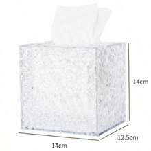1pc Elegant Oval Wave Textured Tissue Box Cover, Plastic Napkin Holder For Bathroom, Vanity, Living Room Coffee Table Paper Towel Dispenser, Luxury Minimalist Decor - Multicolor - View 10