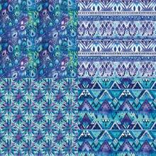 24 Sheets 6"X6" Scrapbook Paper,Vintage Decorative Materials & Supplies,Vintage Japanese Style,Flaxen Geometric Patterns,Peacock Feathers,Nature, Style,Western Wild,DIY Nebulae Scrapbook Card Making For Adults Teens, DIY Craft Background Paper,Junk Journal,Album