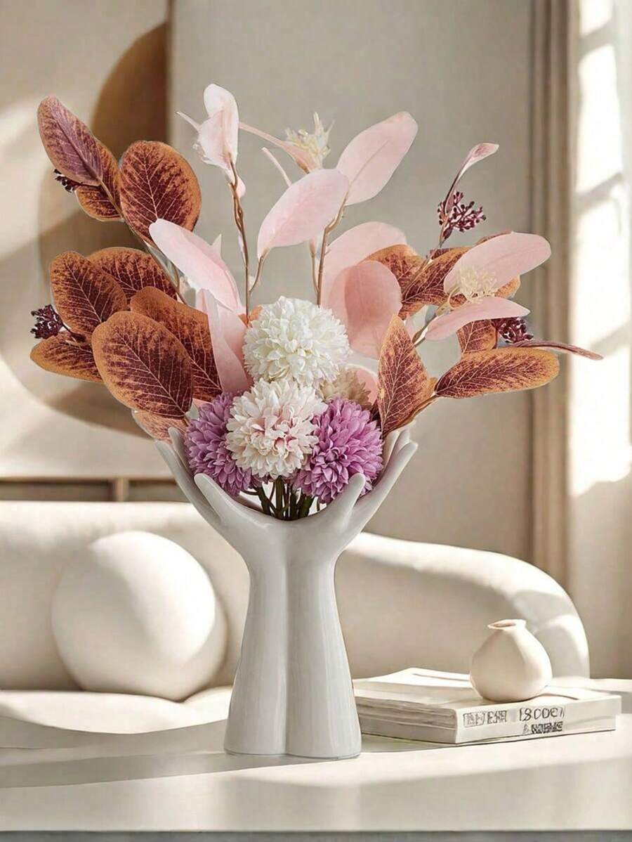 White Hand Vase, Arm Bud Vase Cute Unique Bohemian Minimalist Feminine Shape Aesthetic Decoration Modern Nordic Style Home Living Room Office Decoration Festival Decoration Gifts Birthday Graduation Home Decor Room Decor Flower Vase Glass Vase