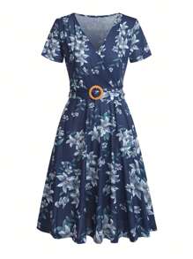 Women's Elegant Deep V-Neck Dress With Pockets