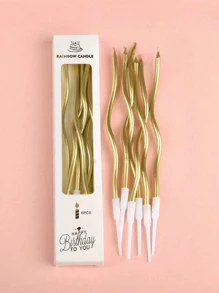 6/12/18pcs Metal Spiral Cake Candles, Long Curled Candles With Holders, Suitable For Birthday, Wedding, Party (Gold/Silver)