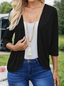 hoteel Women's 3/4 Sleeve Front Open Casual Cardigan