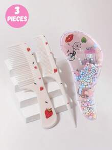 3pcs/2pcs Cartoon Hair Comb Set - Wet And Dry Combing And Styling Brush For All Hair Types, Durable ABS Plastic Handle, Perfect Gift Choice(Purple Unicorn Comb Pattern Random)