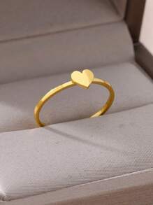 1 Stück mini Edelstahl-Herzring für Frauen und Männer, vergoldet, Verlobungsring, Alltagsschmuck, Paargeschenke & Muttertags-Geschenke