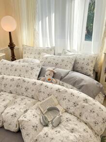 3pcs Ditsy Floral Bedding Set, 2 Pillowcases + 1 Duvet Cover (Excluding Filling) - Multicolor - View 7