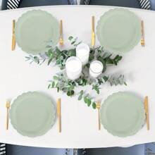 10 piezas de platos de papel de bordes lisos de color verde salvia de 7"/9" para fiestas, platos de papel de color verde salvia sólido que agregan ambiente festivo, adecuados para fiestas de cumpleaños, picnics, reuniones familiares, celebraciones de Año Nuevo, celebraciones del Día de San Valentín - Multicolor - Ver 6