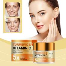 Humectante de Cúrcuma y Vitamina C - Humectante para adultos tanto para hombres como para mujeres con ácido clorhídrico hipertónico, colágeno, naranja de luna, vitamina E - Apto para todo tipo de piel, el ácido de vitamina A se usa para hidratar, firmar y uniformar el tono de la piel