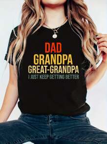 Funny Great Grandpa For Fathers Day T-Shirt - 100% Cotton Printed Short Sleeve T-Shirt Top - Casual Sport Style - Comfortable & Breathable For Summer, Spring