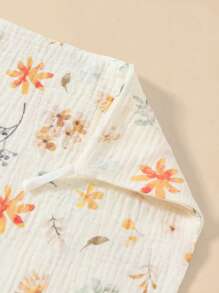 5pcs/Pack Floral & Cartoon Animal Print Baby Cotton Gauze Bibs, Feeding Handkerchief, Burp Cloths - Multicolor - View 4