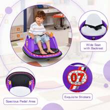 Lifezeal 12V Vehicle 360° Spin Race Toy Kids Ride On Bumper Car With Remote Control Purple/Pink/Red/Blue - Purple - View 6