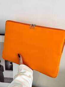 Multi-Size Solid Color Minimalist Luxury Laptop Case Tablet Sleeve - Orange - View 8