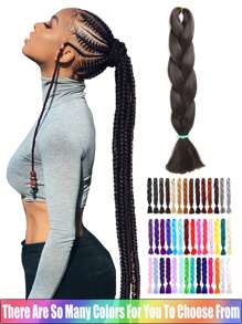 1 Piece Jumbo Braid Synthetic Hair 24 Inch Hair Braiding Extensions Braids Box Braid Hair Synthetic Hair To Braid(Over Forty Colors), Ombre Long Synthetic Hair Braid, African Braided Natural Hair Extension, Women's High-Temperature Synthetic Fiber Twisted Crochet Braid, Synthetic Hair Extension 100g - Multicolor - View 18