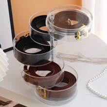 Acrylic Belt Organizer With Five Layers For Storage And Display, Featuring A Cylindrical Stackable Design. This Versatile Box Is Ideal For Organizing Accessories Such As Jewelry, Watches, And Bracelets.