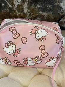 Sanrio Waterproof Makeup Bag, Cute Printed Large Capacity Handbag, Portable Toiletries And Storage Bag