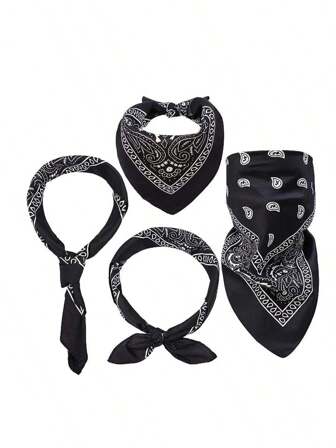 3 件佩斯利花纹头带，男女通用街舞复古头巾，嘻哈装饰头巾