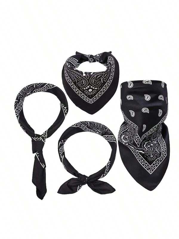 3pcs Paisley Flower Headbands, Unisex Versatile Street Dance Retro Headwraps, Hiphop Decor Bandanas