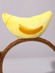 1 件可爱香蕉猴头带，动物园耳朵毛绒发带，适合儿童表演、社交媒体、角色扮演 - 彩色 - 查看 5